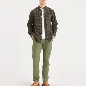 DOCKERS Chino Slim Fit 360 FLEX Khaki Army Green 5 Pkts Zip NWT 36x32